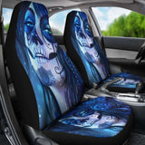 Set 2 Sugar Skull Car Seat Cover Sugar Skulls 101207 - YourCarButBetter