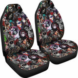 Set 2 Sugar Skull Car Seat Covers 101207 - YourCarButBetter