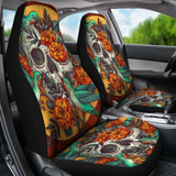 Set Of 2 Beautiful Sugar Skull Car Seat Covers 101207 - YourCarButBetter