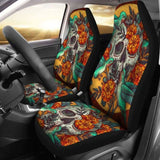 Set Of 2 Beautiful Sugar Skull Car Seat Covers 101207 - YourCarButBetter