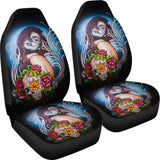 Set Of 2 - Beautiful Sugar Skull Girl - Car Seat Cover 101207 - YourCarButBetter