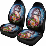 Set Of 2 - Beautiful Sugar Skull Girl - Car Seat Cover 101207 - YourCarButBetter