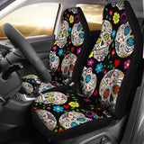 Set Of 2 Beautiful Sugar Skull Seat Covers 101207 - YourCarButBetter