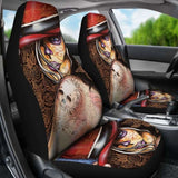 Set Of 2 Beautiful Sugar Skull Seat Covers - Day Of The Dead 101207 - YourCarButBetter