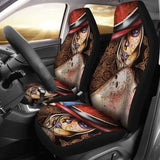 Set Of 2 Beautiful Sugar Skull Seat Covers - Day Of The Dead 101207 - YourCarButBetter
