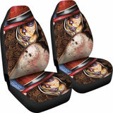 Set Of 2 Beautiful Sugar Skull Seat Covers - Day Of The Dead 101207 - YourCarButBetter