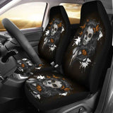 Set Of 2 - Beauty Girl Sugar Skull Seat Cover 101207 - YourCarButBetter