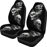 Set Of 2 Car Seat Cover - Burning Skulls 101207 - YourCarButBetter
