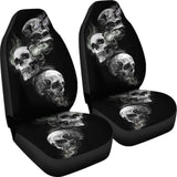 Set Of 2 Car Seat Cover - Burning Skulls 101207 - YourCarButBetter