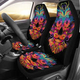 Set Of 2 Colorful Sugar Skull Car Seat Covers 101207 - YourCarButBetter