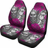 Set Of 2 Colorful Sugar Skull Car Seat Covers 101207 - YourCarButBetter