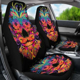 Set Of 2 Colorful Sugar Skull Car Seat Covers 101207 - YourCarButBetter