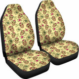 Set Of 2 Day Of The Dead Sugar Skull Car Seat Cover 101207 - YourCarButBetter