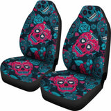 Set Of 2 Day Of The Dead Sugar Skull Car Seat Covers 101207 - YourCarButBetter