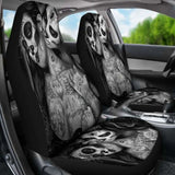 Set Of 2 Day Of The Dead Sugar Skull Car Seat Covers 101207 - YourCarButBetter