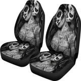 Set Of 2 Day Of The Dead Sugar Skull Car Seat Covers 101207 - YourCarButBetter