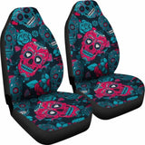 Set Of 2 Day Of The Dead Sugar Skull Car Seat Covers 101207 - YourCarButBetter
