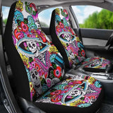 Set Of 2 Day Of The Dead Sugar Skull Car Seat Covers 101207 - YourCarButBetter