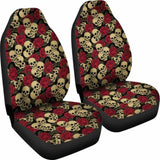 Set Of 2 Day Of The Dead Sugar Skull Car Seat Covers 101207 - YourCarButBetter