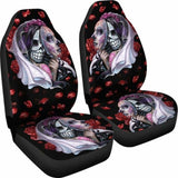 Set Of 2 Day Of The Dead Sugar Skull Car Seat Covers 101207 - YourCarButBetter