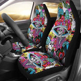 Set Of 2 Day Of The Dead Sugar Skull Car Seat Covers 101207 - YourCarButBetter