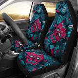 Set Of 2 Day Of The Dead Sugar Skull Car Seat Covers 101207 - YourCarButBetter