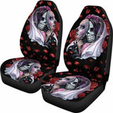 Set Of 2 Day Of The Dead Sugar Skull Car Seat Covers 101207 - YourCarButBetter
