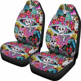 Set Of 2 Day Of The Dead Sugar Skull Car Seat Covers 101207 - YourCarButBetter