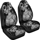 Set Of 2 Day Of The Dead Sugar Skull Car Seat Covers 101207 - YourCarButBetter