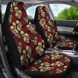 Set Of 2 Day Of The Dead Sugar Skull Car Seat Covers 101207 - YourCarButBetter