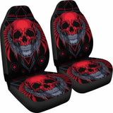 Set Of 2 Flaming Fire Red Skull Car Seat Covers 101207 - YourCarButBetter