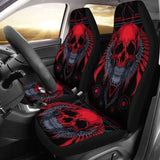 Set Of 2 Flaming Fire Red Skull Car Seat Covers 101207 - YourCarButBetter