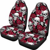 Set Of 2 - Floral Skull - Gothic Car Seat Covers 101207 - YourCarButBetter