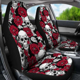 Set Of 2 - Floral Skull - Gothic Car Seat Covers 101207 - YourCarButBetter