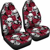 Set Of 2 - Floral Skull - Gothic Car Seat Covers 101207 - YourCarButBetter