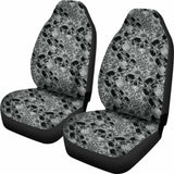 Set Of 2 Floral Sugar Skull Seat Covers - Day Of The Dead 101207 - YourCarButBetter