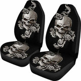 Set Of 2 Floral Sugar Skulls Car Seat Covers 101207 - YourCarButBetter