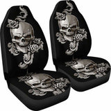 Set Of 2 Floral Sugar Skulls Car Seat Covers 101207 - YourCarButBetter