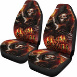 Set Of 2 Pcs Flaming Skull Car Seat Covers 101207 - YourCarButBetter