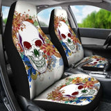 Set Of 2 Pcs Floral Skull Car Seat Covers 101207 - YourCarButBetter