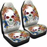 Set Of 2 Pcs Floral Skull Car Seat Covers 101207 - YourCarButBetter