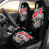 Set Of 2 Pcs Floral Skull Car Seat Covers 101207 - YourCarButBetter
