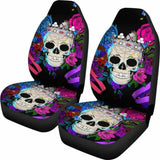 Set Of 2 Pcs Skull Car Seat Covers 101207 - YourCarButBetter