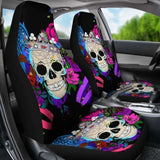 Set Of 2 Pcs Skull Car Seat Covers 101207 - YourCarButBetter