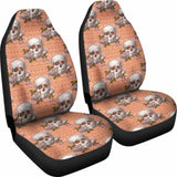 Set Of 2 Pcs Skull Floral Car Seat Covers 101207 - YourCarButBetter