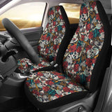 Set Of 2 Pcs Sugar Skull Car Seat Covers 101207 - YourCarButBetter