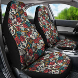 Set Of 2 Pcs Sugar Skull Car Seat Covers 101207 - YourCarButBetter