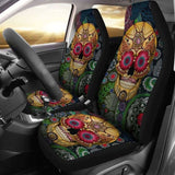 Set Of 2 Pcs Sugar Skull Car Seat Covers 101207 - YourCarButBetter