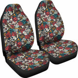Set Of 2 Pcs Sugar Skull Car Seat Covers 101207 - YourCarButBetter