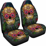 Set Of 2 Pcs Sugar Skull Car Seat Covers 101207 - YourCarButBetter